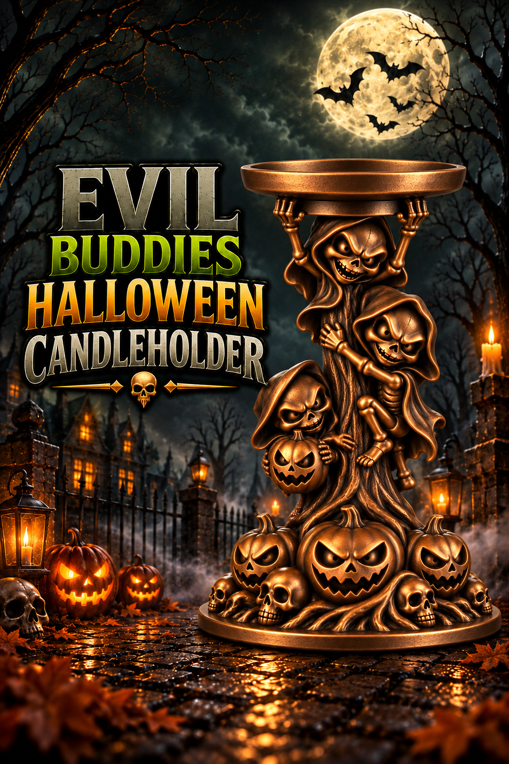Halloween Candleholder - Evil Buddies